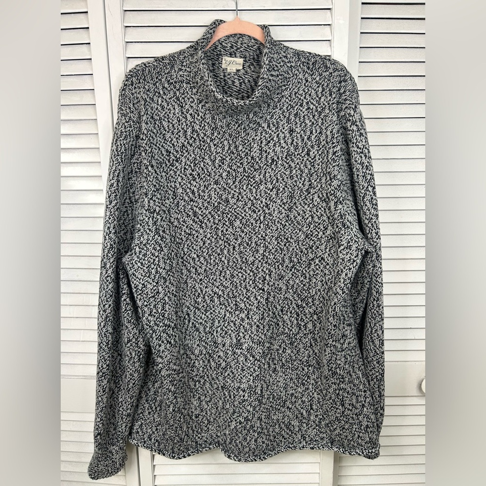 J. Crew Black‎ & White Marled Turtleneck Sweater Size XL
